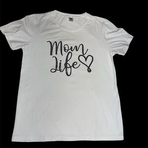 White 'Mom Life' T-Sirt